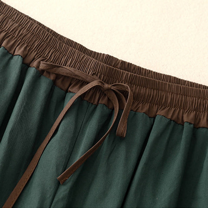 Buddha Stones Artistic Color Contrast Drawstring Women's Wide Leg Pants With Pockets - image 17