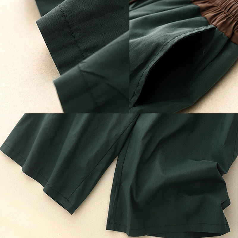 Buddha Stones Artistic Color Contrast Drawstring Women's Wide Leg Pants With Pockets - image 18