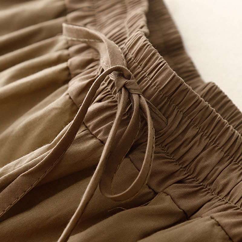 Buddha Stones Artistic Color Contrast Drawstring Women's Wide Leg Pants With Pockets - image 10