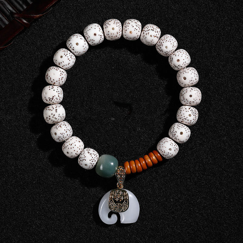 Buddha Stones Hand PolishedStar Moon Bodhi Seed Elephant Pattern Inner Peace Bracelet - image 3