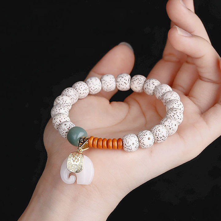 Buddha Stones Hand PolishedStar Moon Bodhi Seed Elephant Pattern Inner Peace Bracelet - image 8