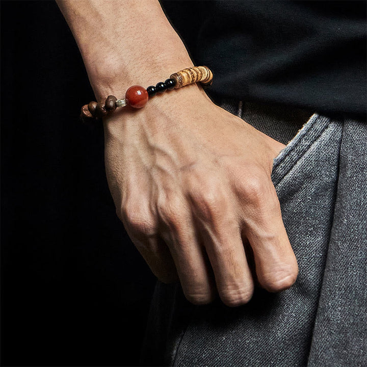 Buddha Stones Natural Coffee Beans Red Agate Coconut Shell Beads Bracelet - image 5