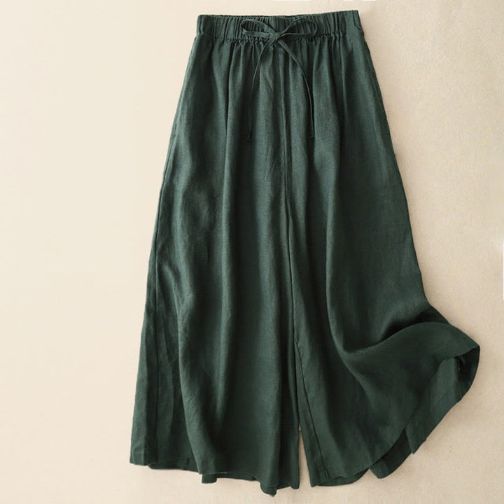 Buddha Stones Summer Elastic Waist Women's Capri Cropped Wide Leg Pants With Pockets - SeaGreen - US14,UK/AU18,EU46 (3XL) - image 25