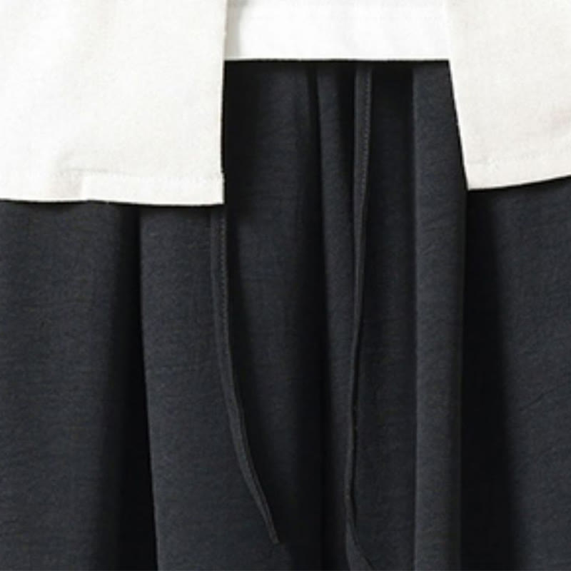 Buddha Stones Casual Loose Lanyard Design Waist Rope Men's 7-8 Length Spandex Pants With Pockets - image 8