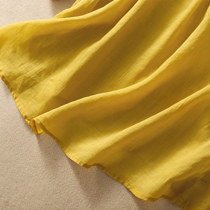 Buddha Stones Embroidery Leaves Women's Cotton Linen Half Sleeve T-shirt - image 6