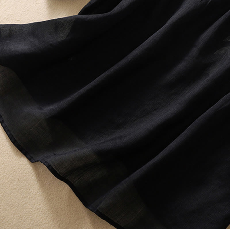 Buddha Stones Embroidery Leaves Women's Cotton Linen Half Sleeve T-shirt - image 27