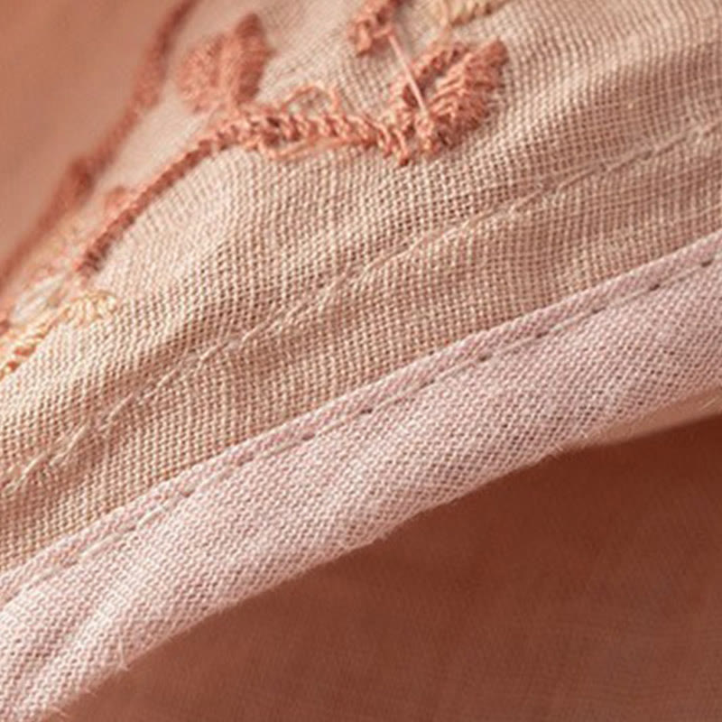 Buddha Stones Casual Slant Collar Embroidery Frog-Button Design Women's Cotton Linen Shirt - image 9