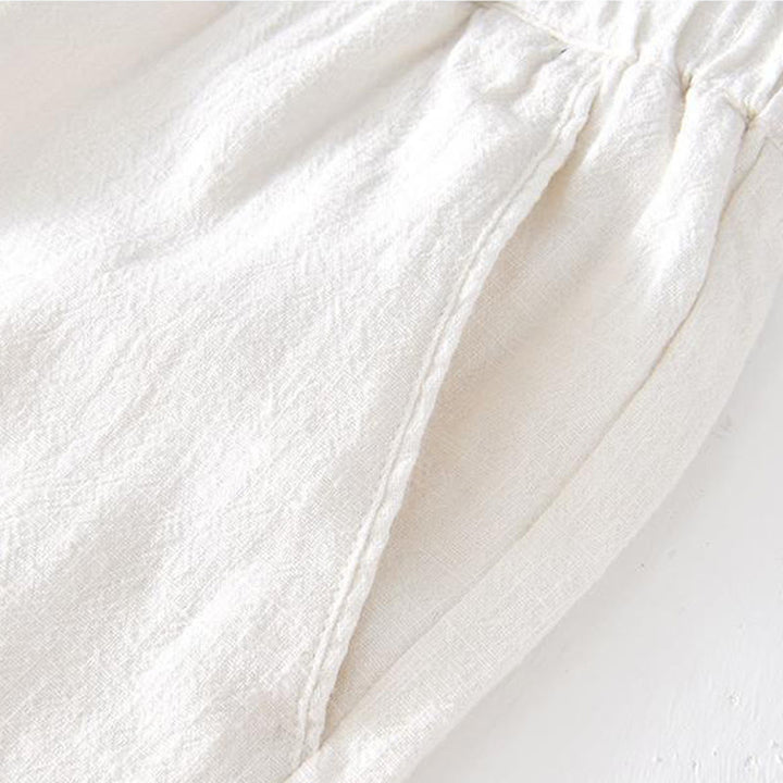 Buddha Stones Summer Solid Color Drawstring Elastic Waist Men's Cotton Linen Shorts With Pockets - image 9