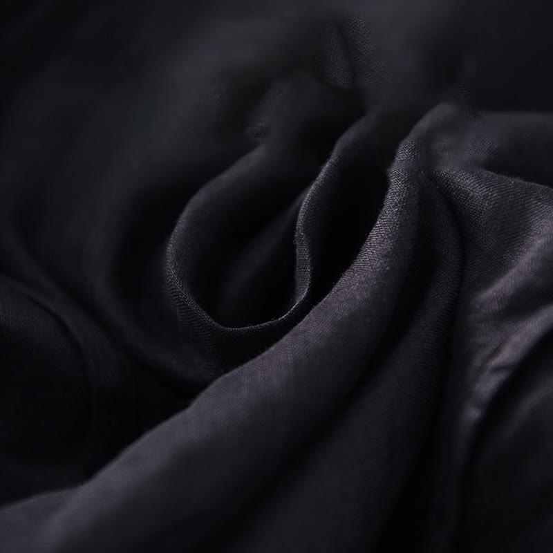 Buddha Stones Plain Irregular Hem Short Sleeve Cotton Linen Maxi Dress - image 10