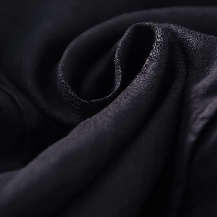 Buddha Stones Plain Irregular Hem Short Sleeve Cotton Linen Maxi Dress - image 12