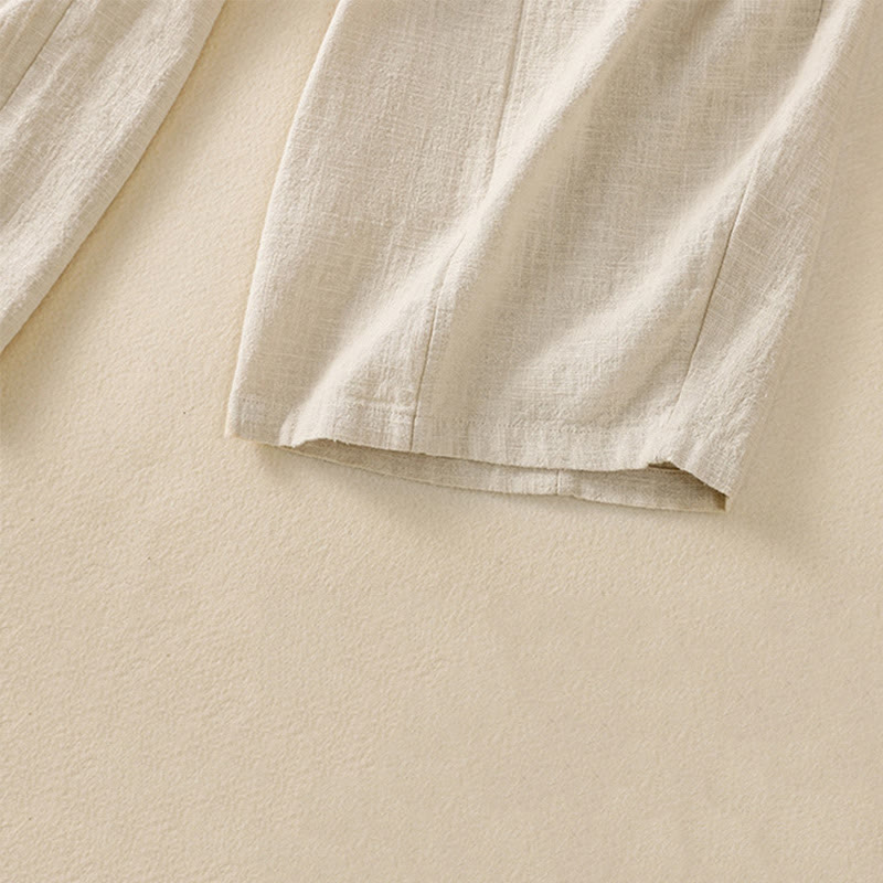 Buddha Stones Plain Simple Design High Waist Women's Cotton Linen Harem Pants With Pockets