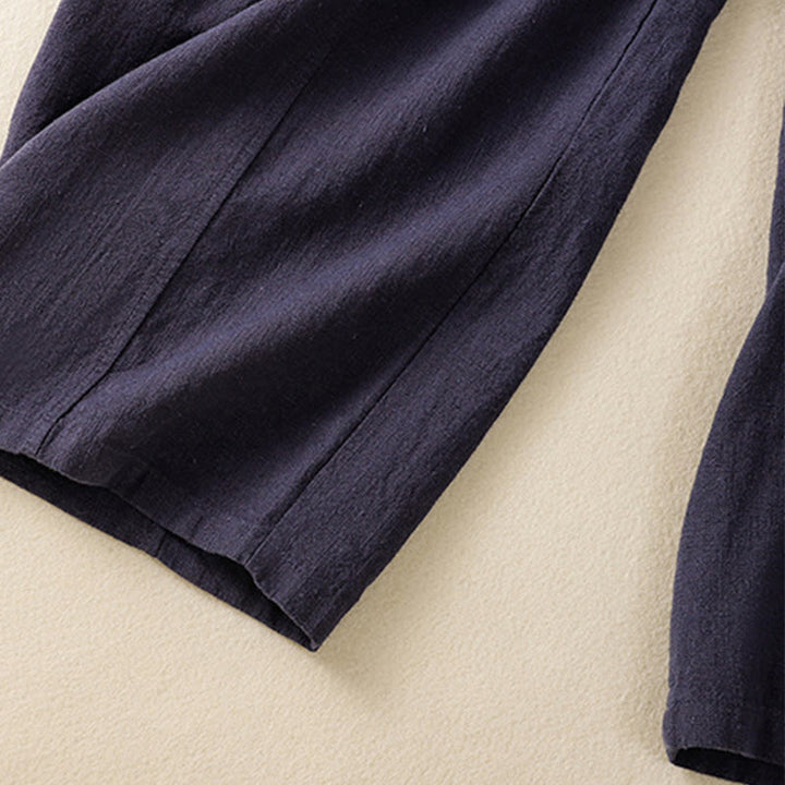 Buddha Stones Plain Simple Design High Waist Women's Cotton Linen Harem Pants With Pockets