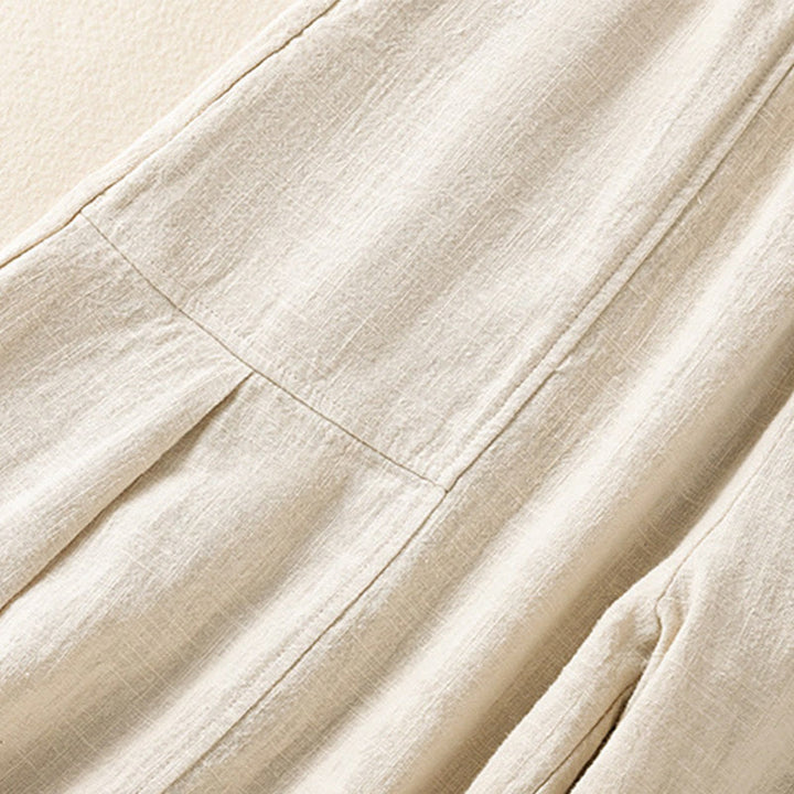 Buddha Stones Plain Simple Design High Waist Women's Cotton Linen Harem Pants With Pockets