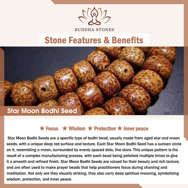 Buddha Stones Hand PolishedStar Moon Bodhi Seed Elephant Pattern Inner Peace Bracelet - image 6