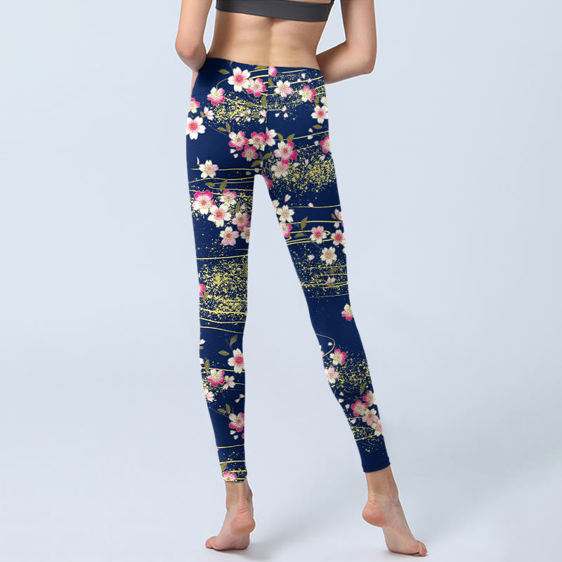 Buddha Stones Pink Magenta Flowers Green Leaves Print Gym Leggings Women's Yoga Pants - image 7