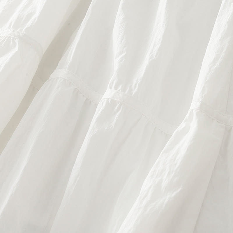 Buddha Stones Simple Lines Elastic Waist Women's Skirt With Pockets