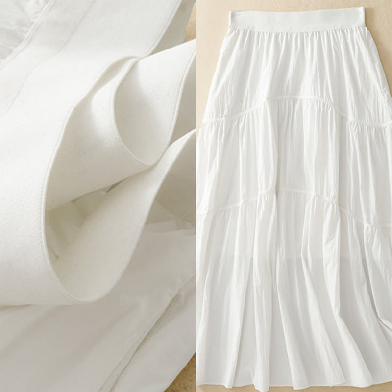 Buddha Stones Simple Lines Elastic Waist Women's Skirt With Pockets