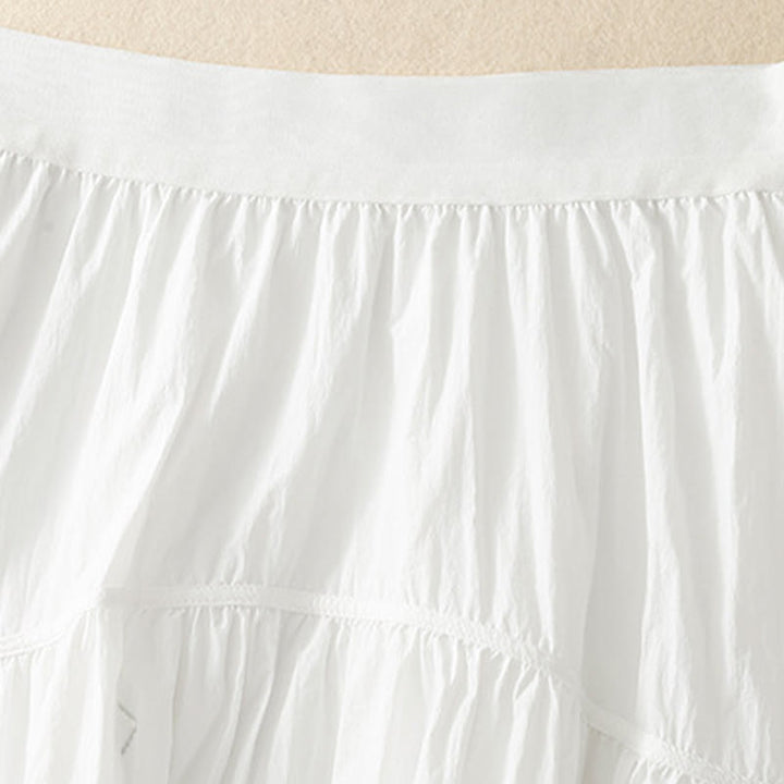 Buddha Stones Simple Lines Elastic Waist Women's Skirt With Pockets