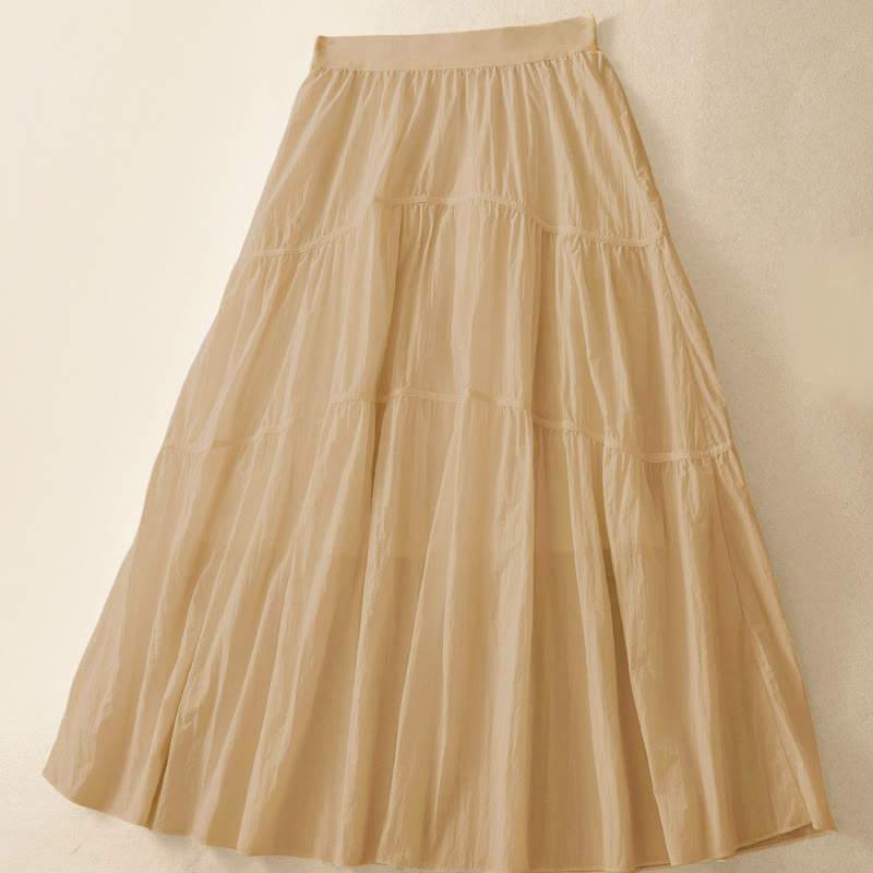 Buddha Stones Simple Lines Elastic Waist Women's Skirt With Pockets