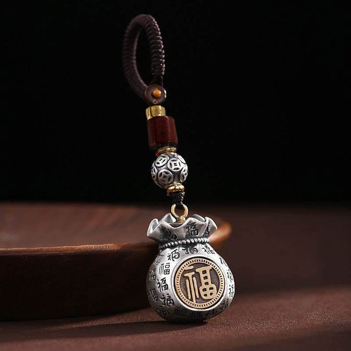 Buddha Stones Fu Character Money Bag Making Money Every Day Fortune Key Chain