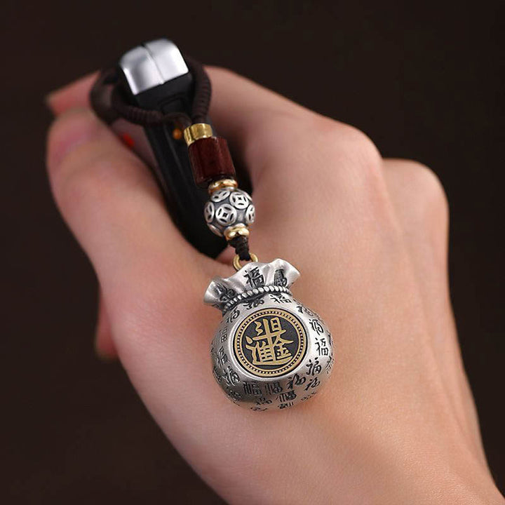 Buddha Stones Fu Character Money Bag Making Money Every Day Fortune Key Chain