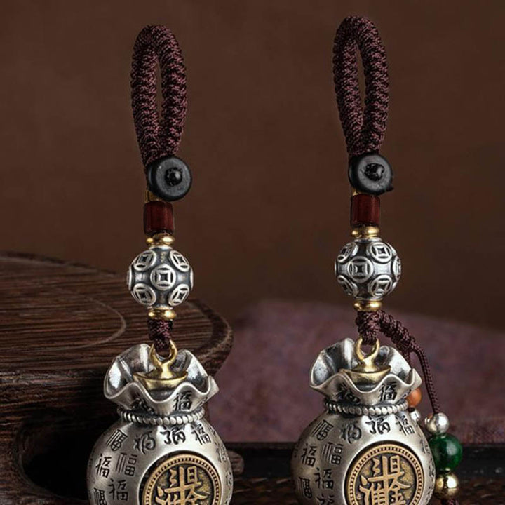 Buddha Stones Fu Character Money Bag Making Money Every Day Fortune Key Chain