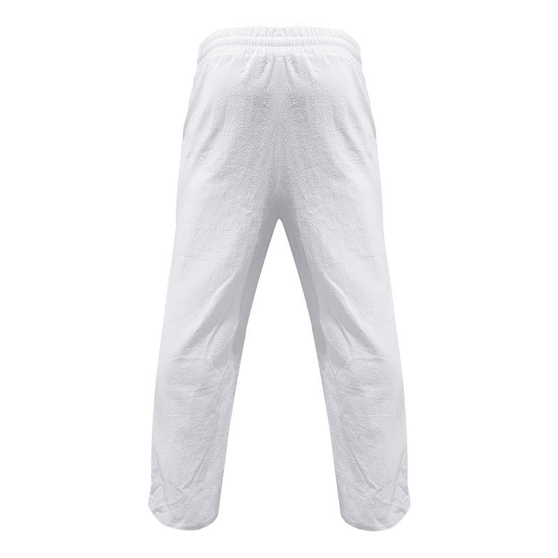 Buddha Stones Casual Plain Color Buttons Men's Cotton Pants With Pockets - image 7