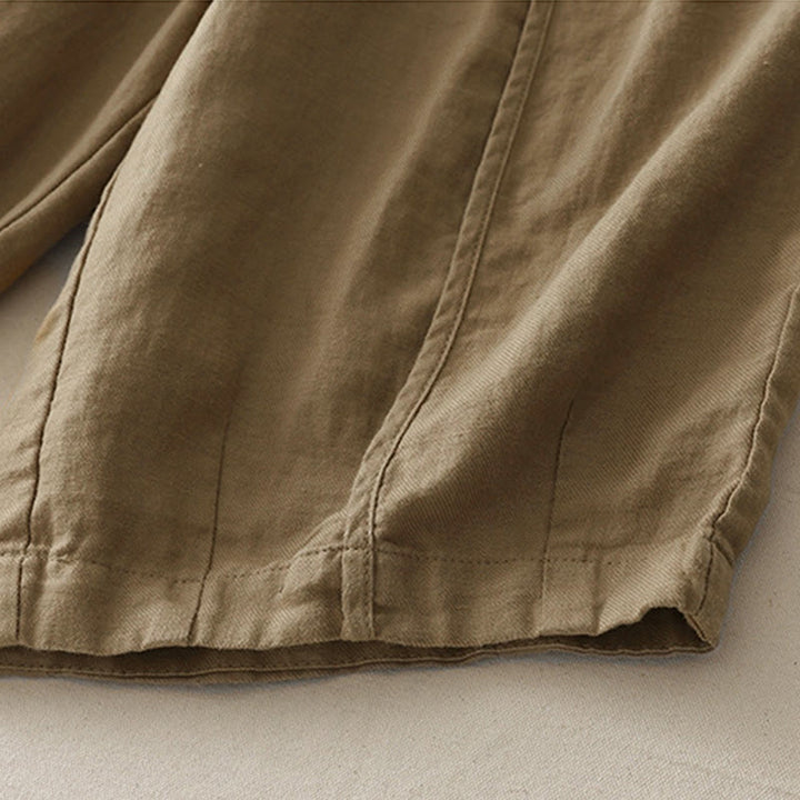 Buddha Stones Casual Plain Solid Color Patchwork Women's Polyester 7-8 Length Wide Leg Pants With Pockets - image 2