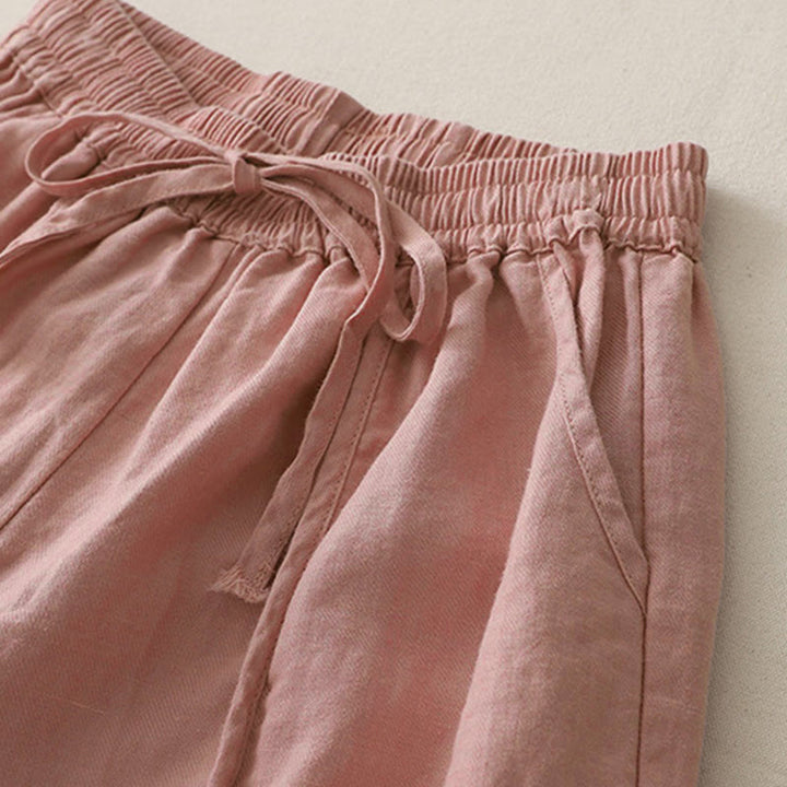 Buddha Stones Casual Plain Solid Color Patchwork Women's Polyester 7-8 Length Wide Leg Pants With Pockets - image 6