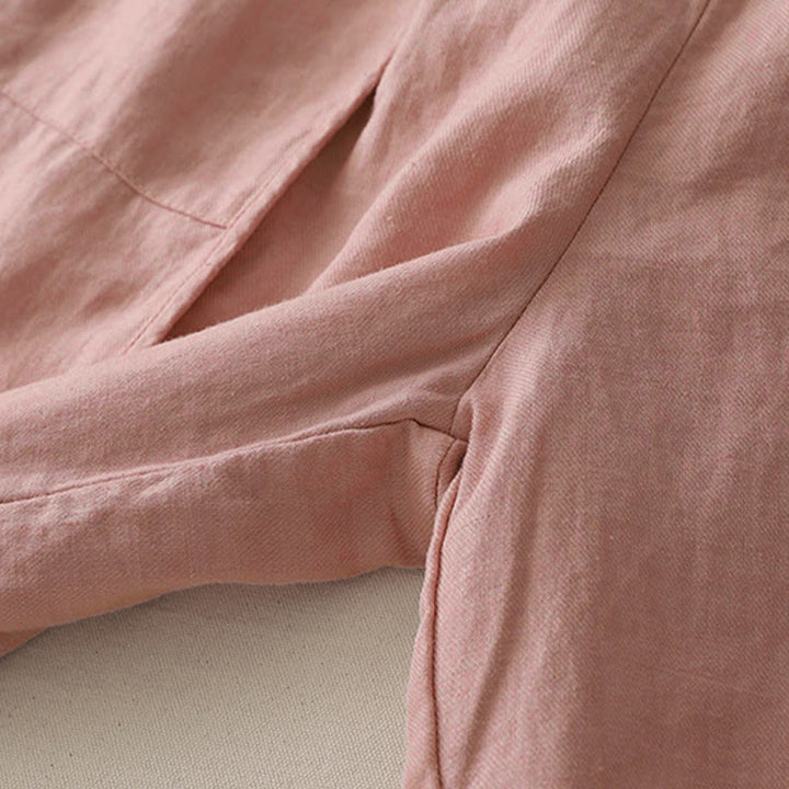 Buddha Stones Casual Plain Solid Color Patchwork Women's Polyester 7-8 Length Wide Leg Pants With Pockets - image 9