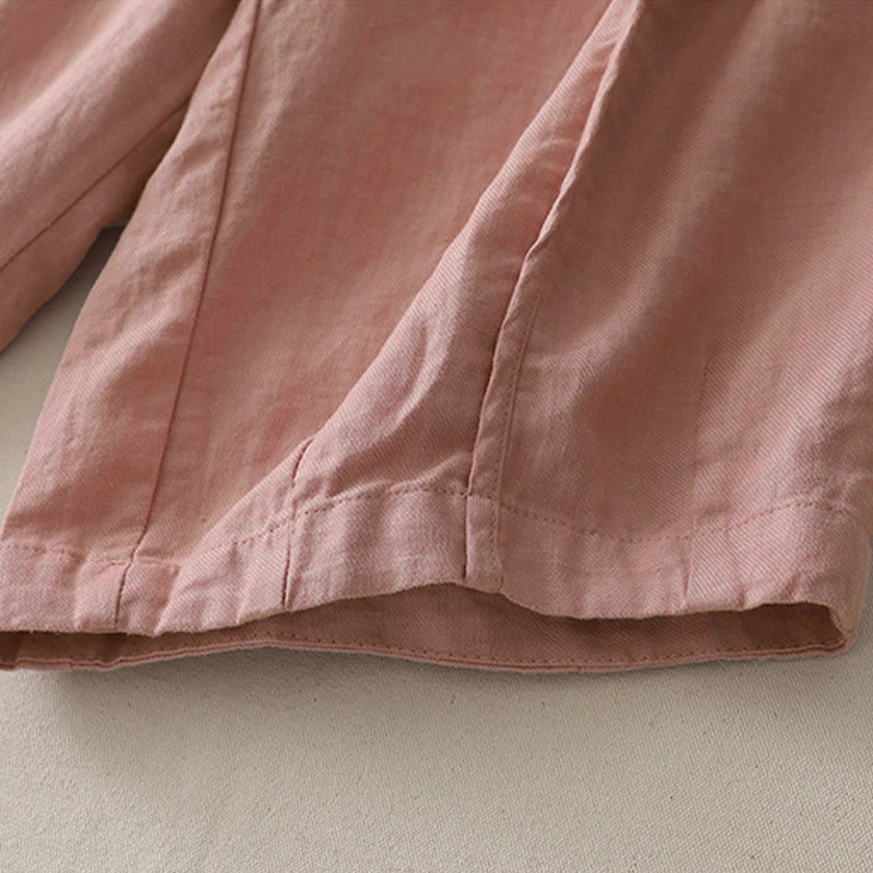 Buddha Stones Casual Plain Solid Color Patchwork Women's Polyester 7-8 Length Wide Leg Pants With Pockets - image 11