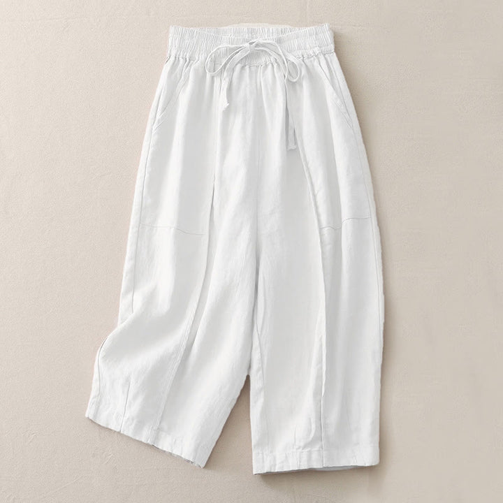 Buddha Stones Casual Plain Solid Color Patchwork Women's Polyester 7-8 Length Wide Leg Pants With Pockets - Snow - US8-10,UK/AU12-14,EU40-42 (2XL) - image 23