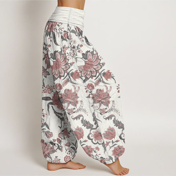 Buddha Stones Pure Cotton Sunflower Pattern Women's Elastic Waist Harem Pants