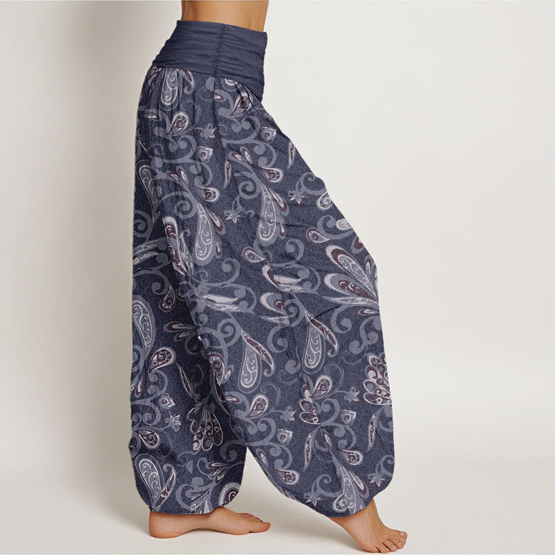 Buddha Stones Pure Cotton Casual Flower Petals Design Women's Elastic Waist Harem Pants