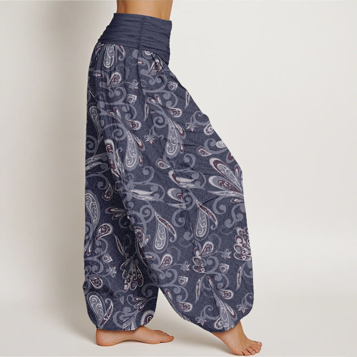 Buddha Stones Pure Cotton Casual Flower Petals Design Women's Elastic Waist Harem Pants