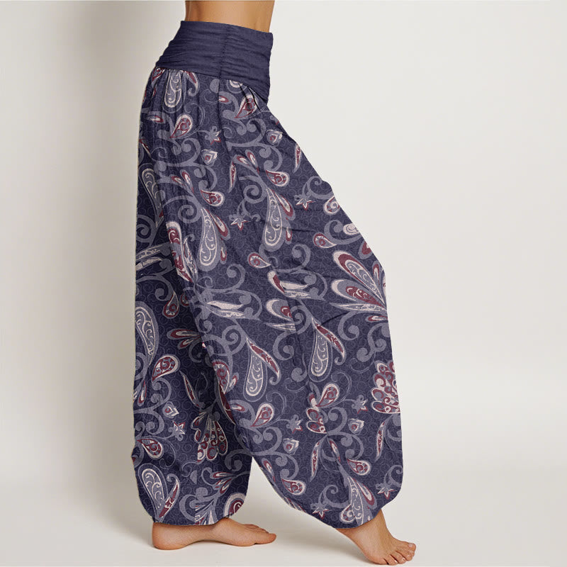 Buddha Stones Pure Cotton Casual Flower Petals Design Women's Elastic Waist Harem Pants
