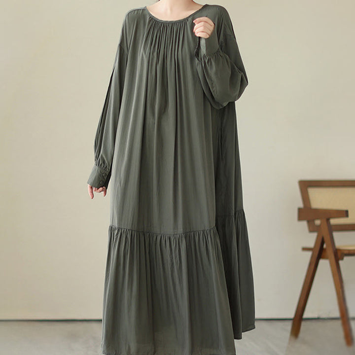 Buddha Stones Casual Plain Two-sided Style Dress Chiffon Midi Dress With Pockets - DarkOliveGreen - US4-6,UK/AU8-10,EU36-38 (F) - image 11
