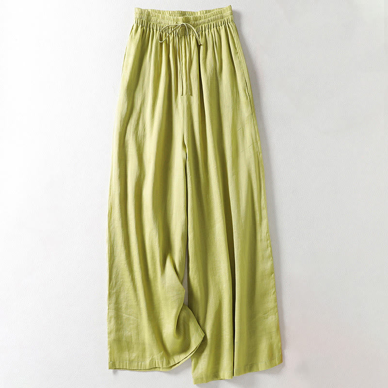 Buddha Stones Solid Color Lace-up Women's Wide Leg Pants - GreenYellow - US8-10,UK/AU12-14,EU40-42 (2XL) - image 11
