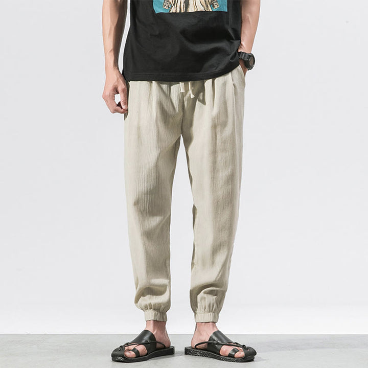 Buddha Stones Simple Drawstring Design Men's Pants With Pockets - Beige - US/UK/AU46,EU56 (5XL) - image 16