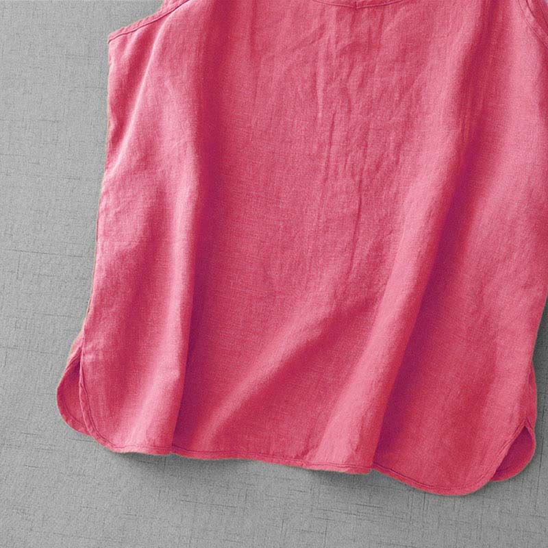 Buddha Stones Summer Plain Adjustable Strap Design Women's Cotton Linen Vest Waistcoat - image 32