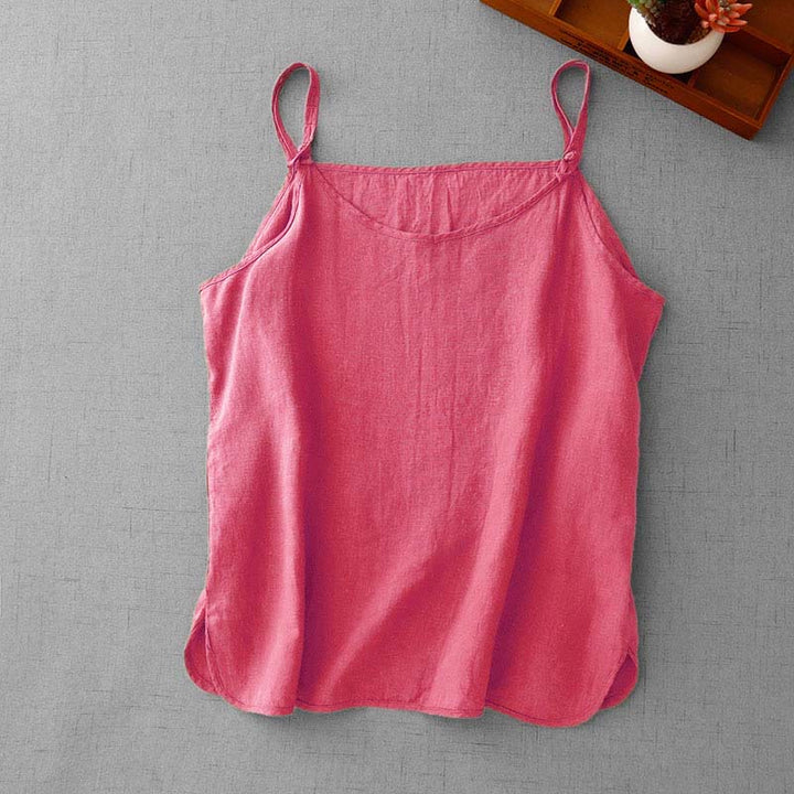 Buddha Stones Summer Plain Adjustable Strap Design Women's Cotton Linen Vest Waistcoat - Salmon - US14,UK/AU18,EU46 (2XL) - image 26