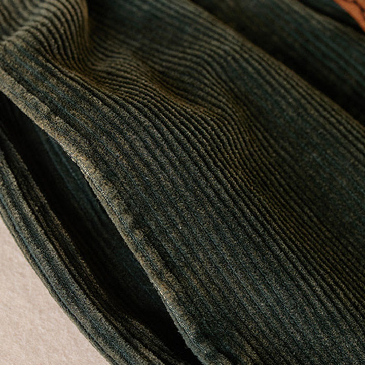 Buddha Stones Color Contrast Corduroy Cotton Women's Thermal Fleece-Lined Harem Pants With Pockets - image 14