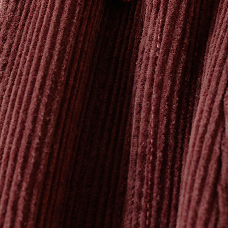 Buddha Stones Color Contrast Corduroy Cotton Women's Thermal Fleece-Lined Harem Pants With Pockets - image 9