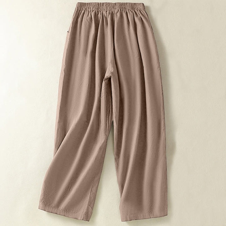 Buddha Stones Vintage Summer Casual Embroidery Paisley Pattern Women's  Cotton Linen Harem Pants With Pockets - image 1