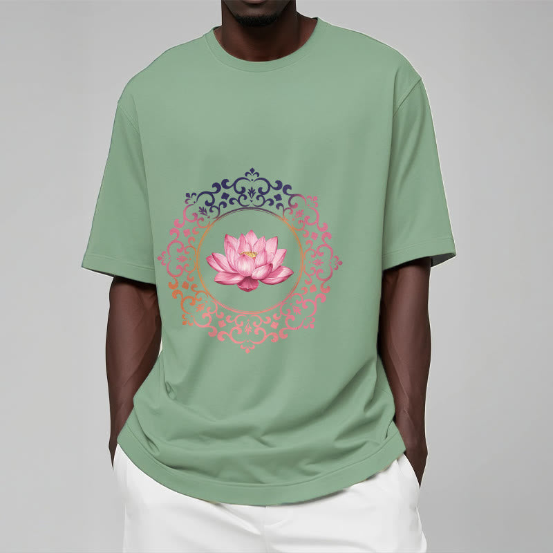 Buddha Stones Mandala Pink Lotus Pattern Tee Cotton T-shirt - image 15