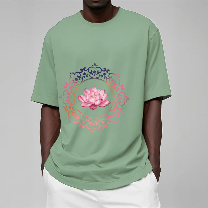 Buddha Stones Mandala Pink Lotus Pattern Tee Cotton T-shirt - image 15