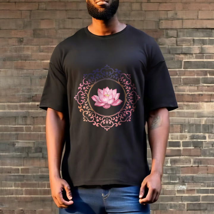 Buddha Stones Mandala Pink Lotus Pattern Tee Cotton T-shirt - image 2