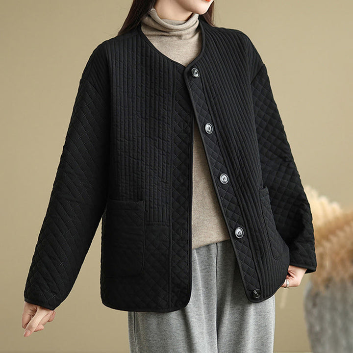 Buddha Stones Women's Vintage Buttons Simple Design Long Sleeve Cotton Jacket With Pockets - image 1