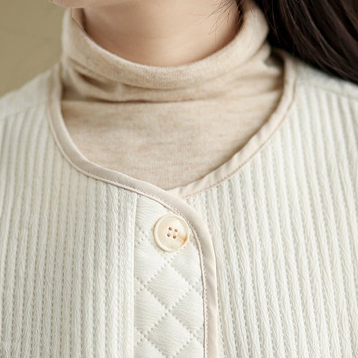 Buddha Stones Women's Vintage Buttons Simple Design Long Sleeve Cotton Jacket With Pockets - image 12