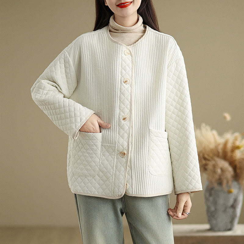 Buddha Stones Women's Vintage Buttons Simple Design Long Sleeve Cotton Jacket With Pockets - image 7